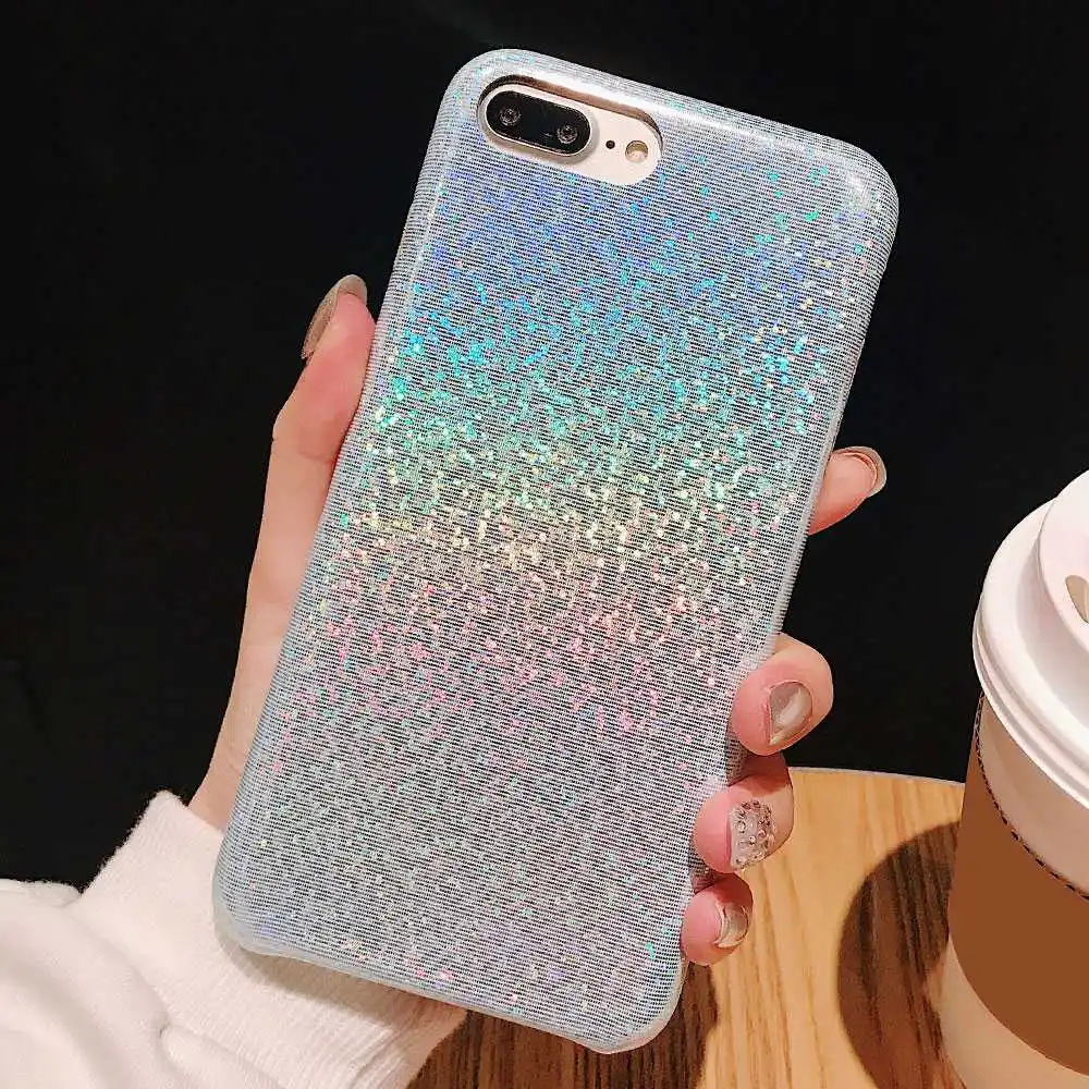 KISSCASE блестящие градиентные лазерные Чехлы для iPhone X XS Max XR Мягкие силиконовые