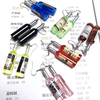 JWEIJIAO Resin Wine Bottle Dangle Earrings For Women 2021 Red,Yellow,Blue 7 colors random label Drop Earrings Simulation Jewelry 1