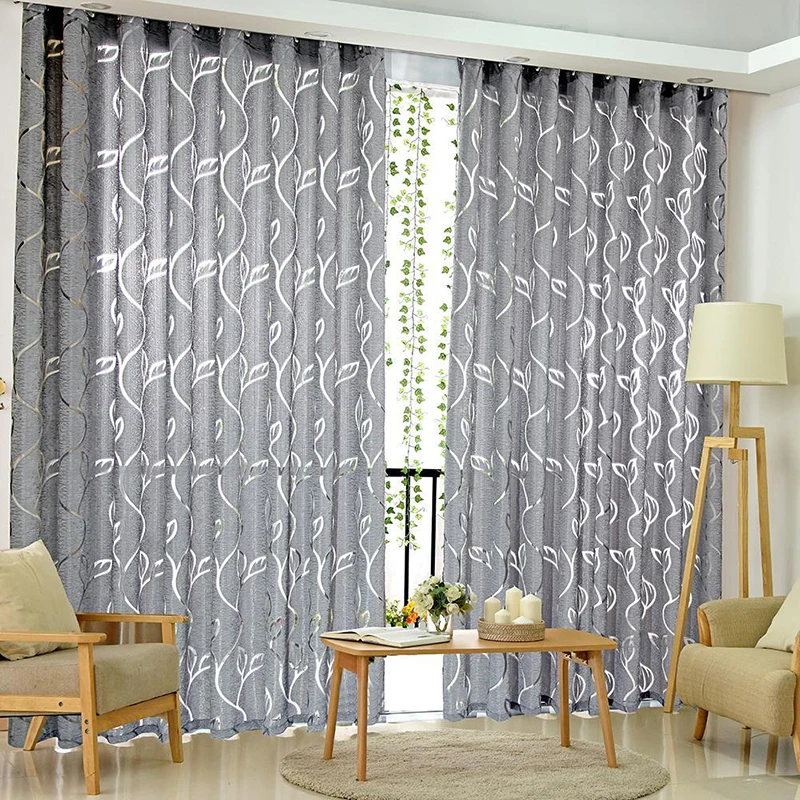 Door Window Curtain Floral Tulle Voile Drape Panel Sheer Valance Divider Balcony