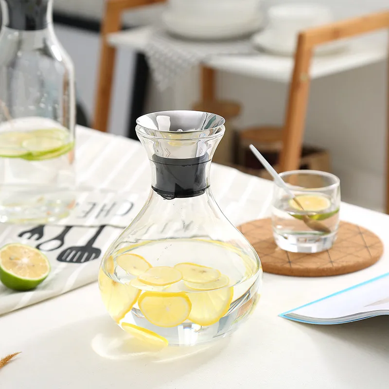 1L/1.5L прозрачный стеклянный графин с крышкой из нержавеющей стали, графин для воды, графин, стеклянный кувшин для молока, сока, подарки, бутылка для воды, чайник