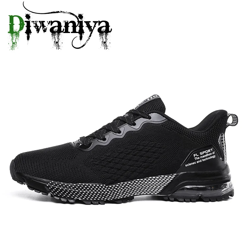 Black Diwaniya, новинка, уличная Мужская обувь для бега, для мужчин, для бега, для прогулок, спортивная обувь, высокое качество, на шнуровке, атлетические дышащие кроссовки - Цвет: Black