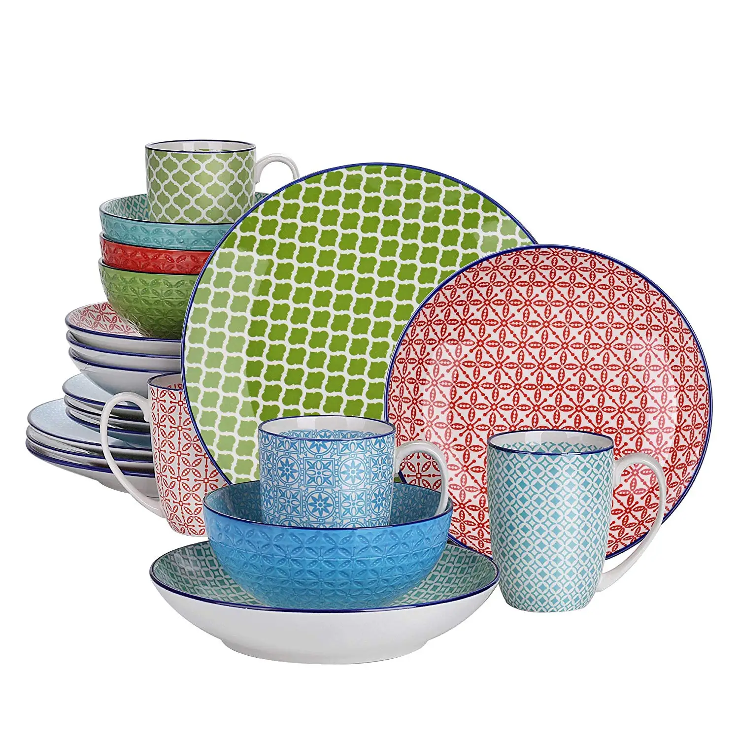 multi colored dinnerware sets