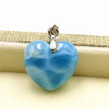 Натуральный голубой камень Ларимар женский кулон 19x18x8 мм Сердце Любовь День рождения Любовь подарок кулон с водным узором ааааа