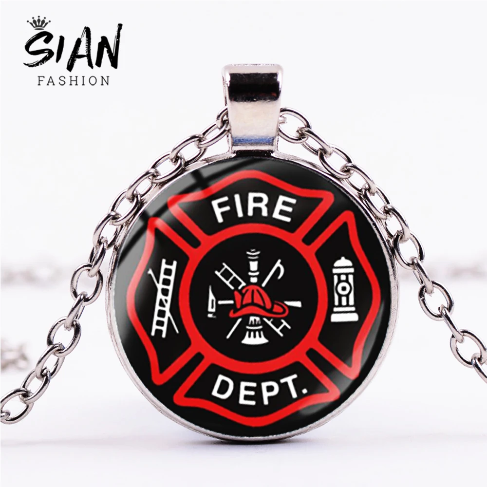 Цепочка унисекс с подвеской кристаллами подарок для ожерелья пожарного |