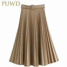 PUWD элегантная и модная плиссированная юбка с поясом