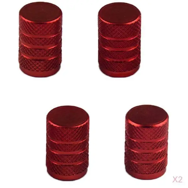 8Pieces Professional Tire Trunk Valve Caps Car Tire Wheel Hub Air Valve Cap, Red