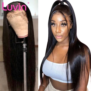 

Luvin 200 density 28 30 Inch Straight Glueless Lace Front Human Hair Wigs Black Women Brazilian Frontal Wig Pre Plucked