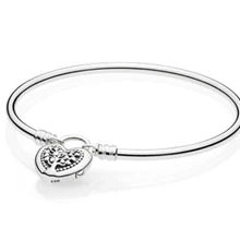 Браслет из стерлингового серебра 925 пробы с изображением дерева жизни любовь сердце навесной замок браслет подходит для бисера Шарм модные ювелирные изделия