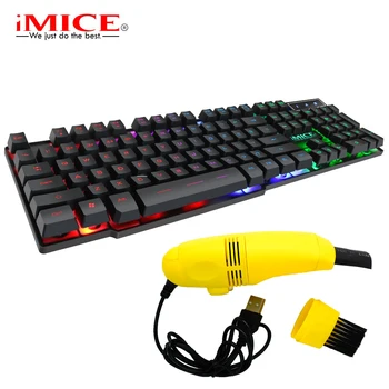

7 Color RGB Blacklit Gamer Keyboard with Brush for Keyboard Wired USB Waterproof 104 Keycaps Keyboard