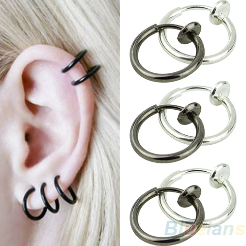 

1Pc Women Earring Fashion Unisex Punk Gothic Clip-on Hoop Body Nose Lip Ear Piercing Ring Stud Earring New Woman's accesories