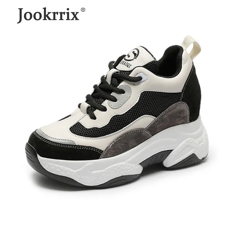 

Jookrrix 2019 Women Fashion Increased 8CM Chunky Shoes Lady Comfortable Wedges Thick Sole Shoes Girls Brand Casual Sneakers