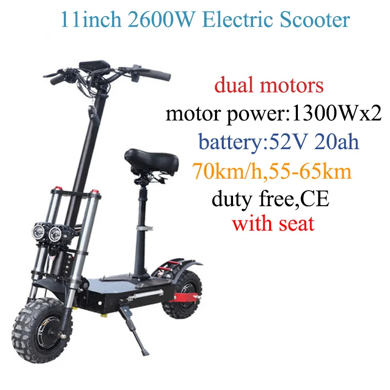 2600W 52V20ah seat Высокая Скорость 80 км/ч Электрический скутер для взрослых 3200 Вт внедорожный двойной мотор E скутер Patinete Electronic Adulto складной скейтборд - Цвет: 2600W 52V20ah seat