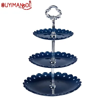 

3 Layers Plastic Cake Stand Afternoon Tea Wedding Plates Party Tableware Bakeware Cake Shop Rack Dessert Snack Tray