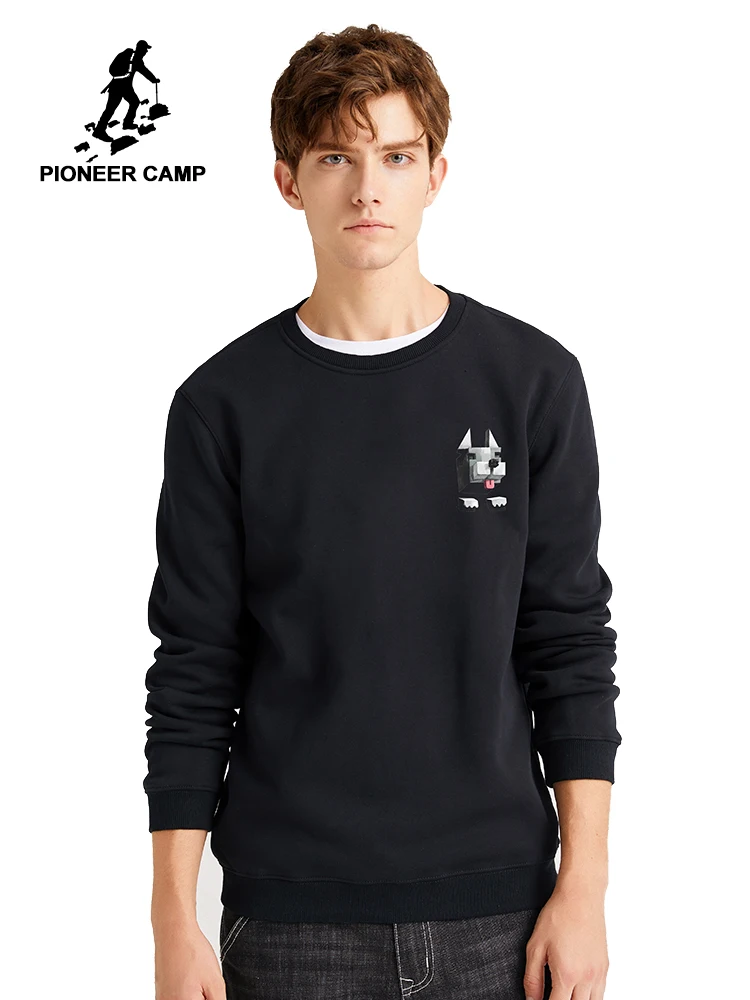 Пионерский лагерь, модные черные толстовки из хлопка с круглым вырезом, теплые толстые флисовые толстовки для мужчин AWY901752H