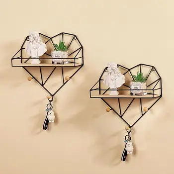 

Nordic Wooden Shelf Wrought Iron Wall Shelf Rack Wall Mounted Organization For Kitchen Bedroom Home Decor Kid Room Storage Rack