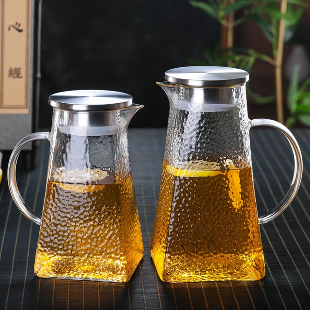 1pc High-capacity Heat-resistant Glass Water Pitcher For Cold/hot Water, Tea,  Fruit Juice, With Infuser For Flower Tea