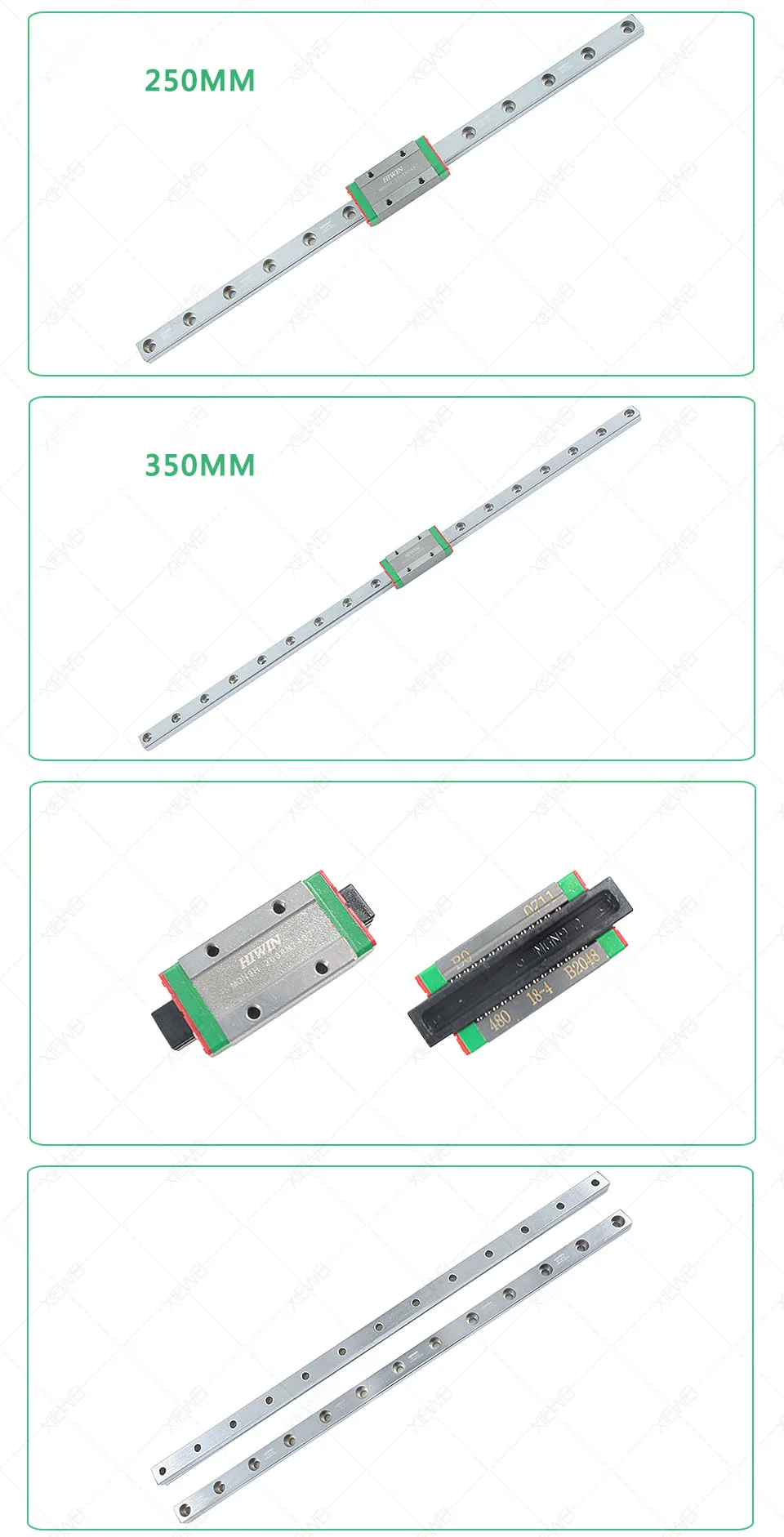 Free Shipping Alloy Steel Hiwin 9mm Linear Rail MGN9 250mm 350mm with MGN9H slide block Carriage for 3D Printer (8)