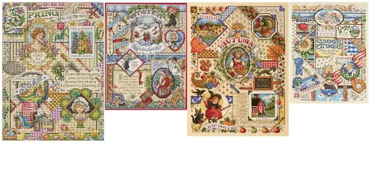 Counted Cross Stitch Kit Cross stitch RS cotton with cross stitch Spring, summer, autumn and winter