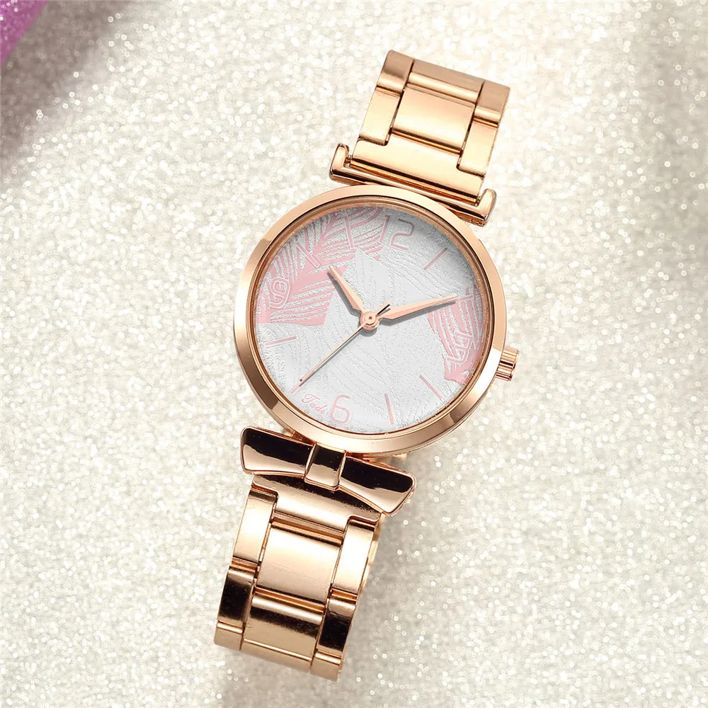 casual quartz stainless steel band marble strap watch analog wrist watch