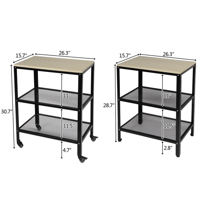 COSTWAY Estantería Baño, Carrito Auxiliar con Ruedas, Organizador Baño con  Estructura de Metal, Carro Auxiliar con