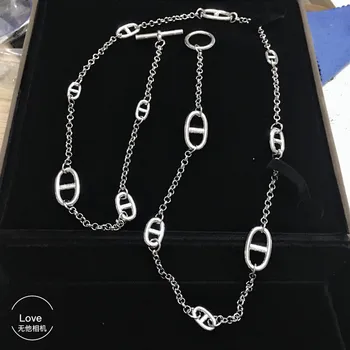 

fashion women lock H neckalace party jewelry pignose jewelry lock sweater chain luxury brand jewelry