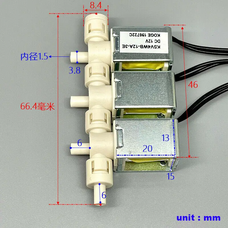 

DC 12V KOGE KSV4WB микро электромагнитный клапан 3-ходовой нормально замкнутый клапан потока воздуха тройной клапан параллельный клапан
