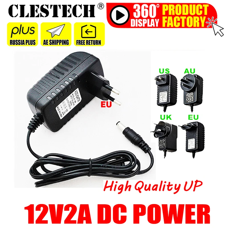 AC 100-240V Converter Adapter 12V 2A 2000mA Power Supply Charger 4.8mm x 1.7mm 