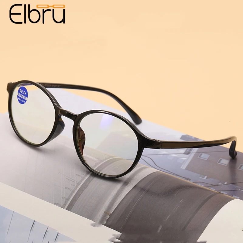 

Elbru Vintage Anti Blue Light Reading Glasses Women Men Round Ultralight TR90 Presbyopic Glasses Unisex With Diopters 0 to +4.0