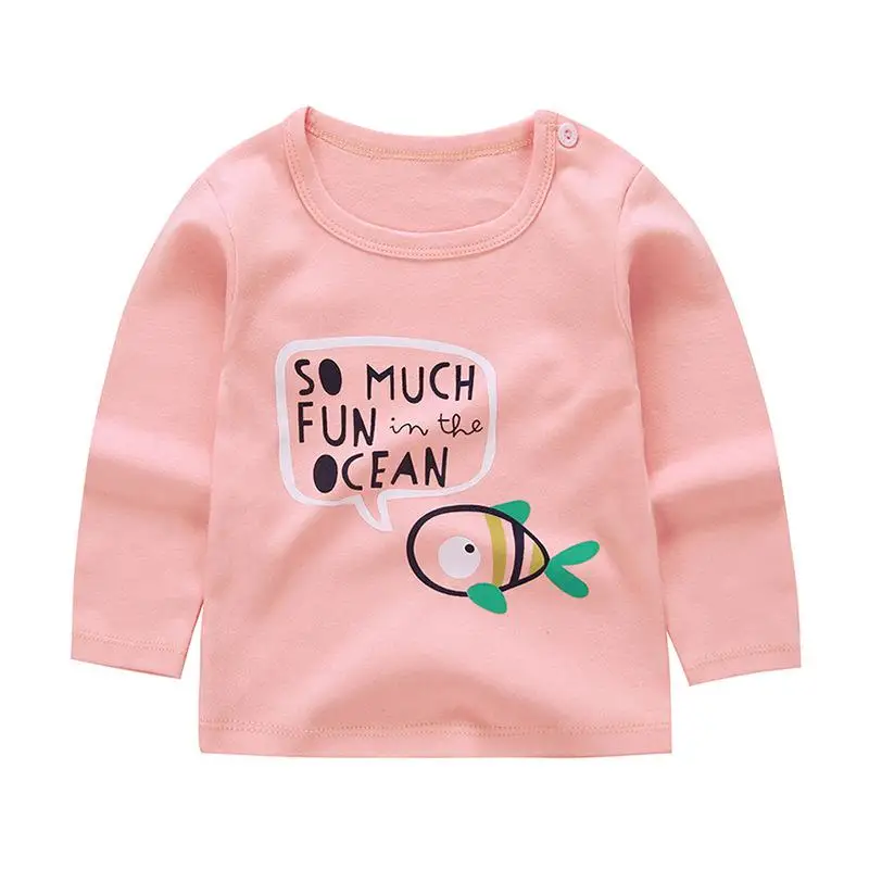 19 новая одежда для малышей детская модная повседневная футболка с длинными рукавами хлопковая одежда с принтом для маленьких мальчиков и девочек