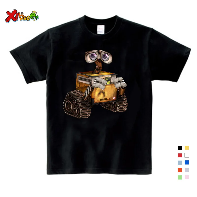 Модные анимация робот милые стены E футболка Модная хлопковая брендовая футболка для детей Новая высококачественная летняя футболка для маленьких мальчиков От 3 до 9 лет - Цвет: Kids T-shirt