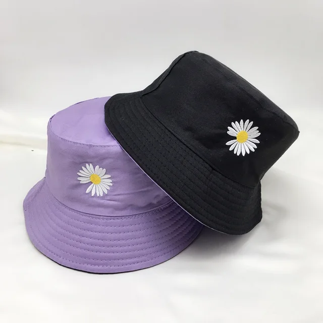 Summer Daisy Embroidery Bucket Hat For 