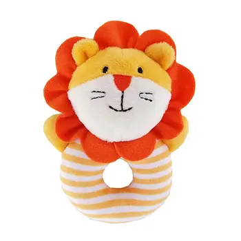 

Animal Baby Soft Hand Rattle Squeaker Developmental Educational Animal Rattles Infant Baby Toys (Orange Lion)