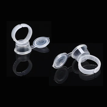 

10/50PCS Plastic Tattoo Ink Cup Finger Rings Flap Pigment Container Color Cup Tattoo Color Covered Ring Tattoo Cup Accessories