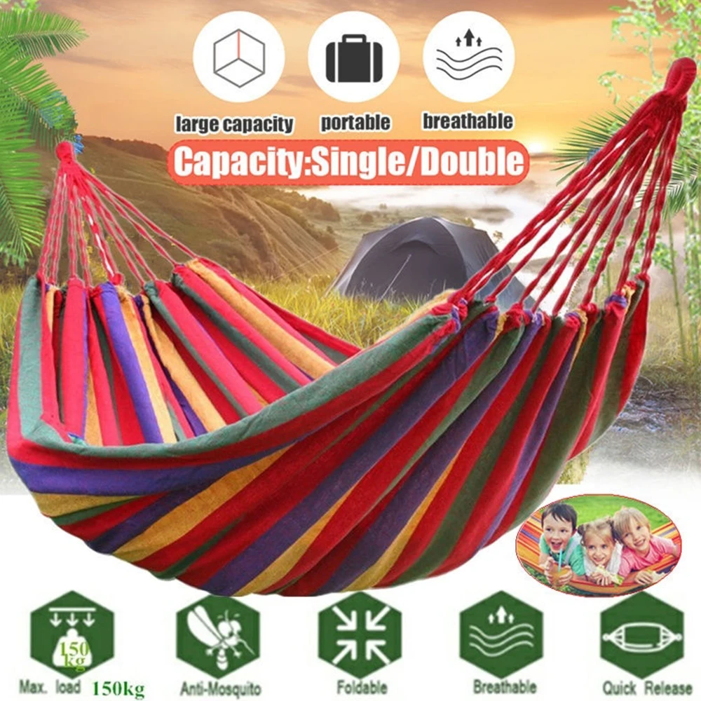 Promotion! Double Hammock Maximum load bearing 175 kgs Portable Travel
