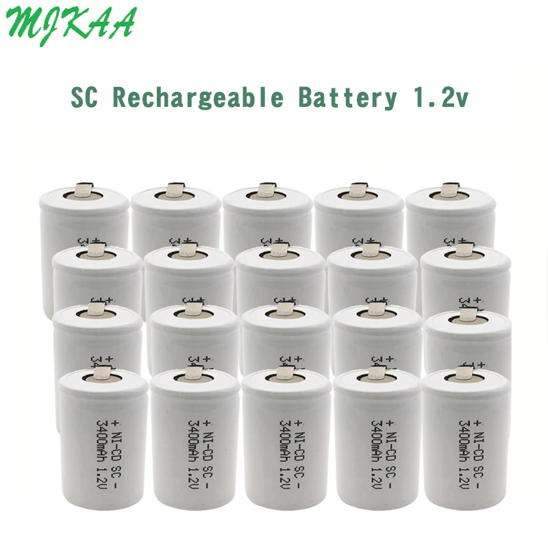 10/12/20Pcs Sc 1.2V 3400Mah Batteria Ricaricabile Sc Sub C Batterie Ni-Cd Con Linguette Di Saldatura Per Trapano Elettrico Cacciavite