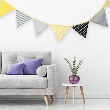 

Cotton Fabric Bunting 3.2M 12Flags Pennant Banners for Party Birthday Baby Shower Decoration Wedding Party Supplies