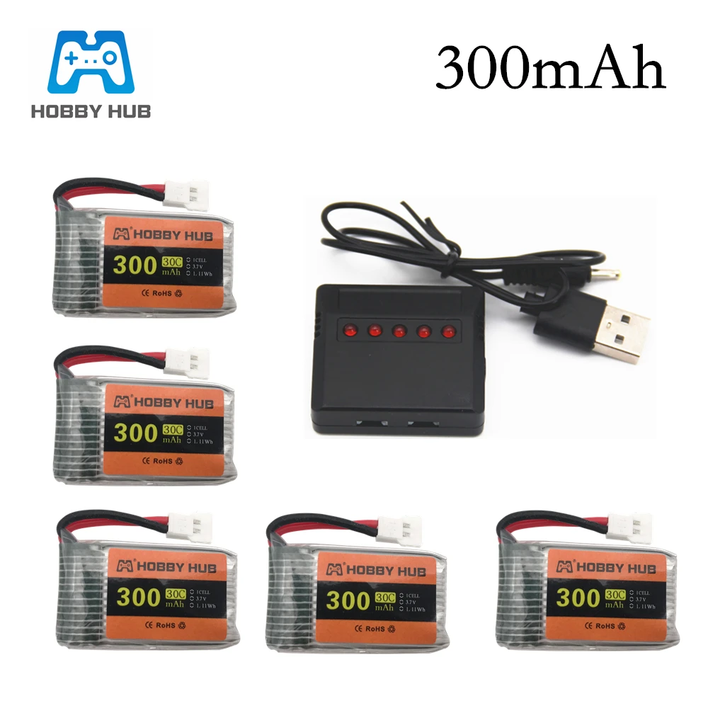 Аккумулятор lipo 3 7 в 300 мА · ч 6 шт. с зарядным устройством 5 1 для Syma X11 E55 FQ777 FQ17W F180 FY530