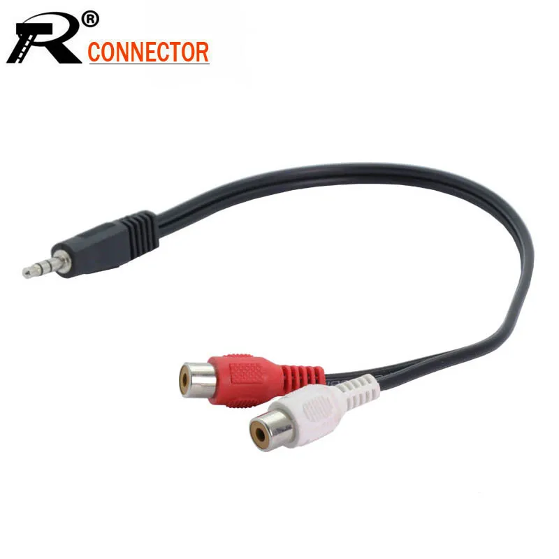 100pcs lot 3 5mm Male Plug to 2 RCA Female Jack Adapter Cable Mini Stereo Headphone Y Cable 3 5mm to RCA AUX Audio Cable