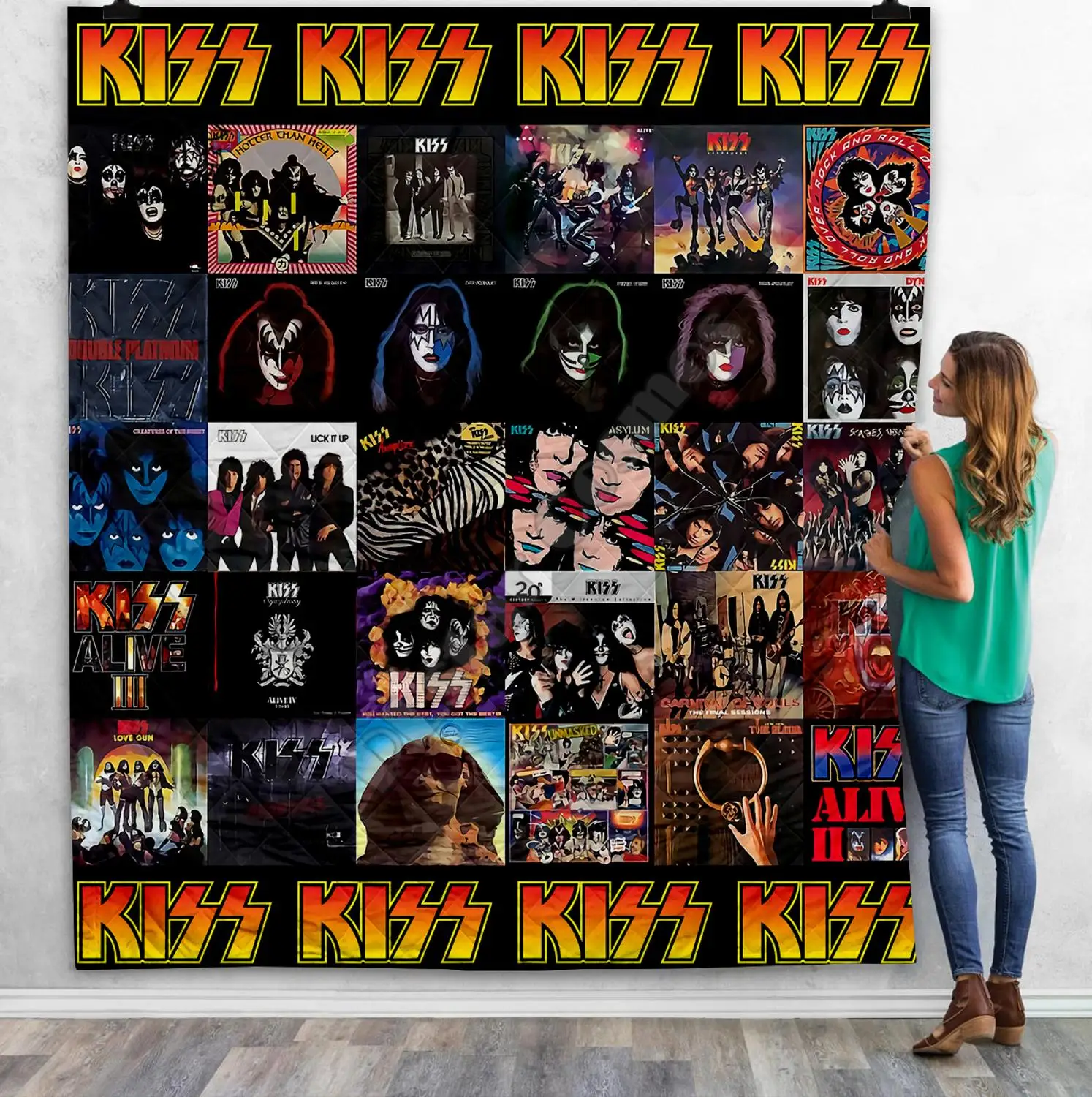 

KISS Rock & Roll All Nite Party 3D Quilt Blanket For Kids Adult Bedding Throw Soft Warm Thin Blanket With Cotton Quilt style-1