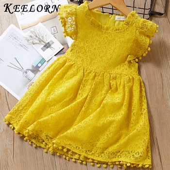 

Keelorn Girls Dress 2020 New Summer Kids Solid Cute Lace Dresses Sleeveless Princess Children Dresses Clothes Children Clothing