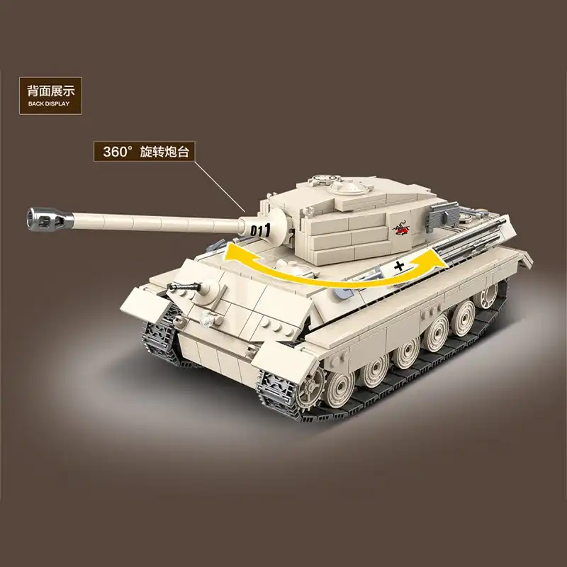 596pcs Military German King Tiger Tank Building Blocks WW2 Soldier Figures Toys