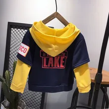 Детский свитер с надписью для маленьких мальчиков и девочек, пуловер, топы, наряд с капюшоном, с длинными рукавами, с героями мультфильмов, модная повседневная детская толстовка