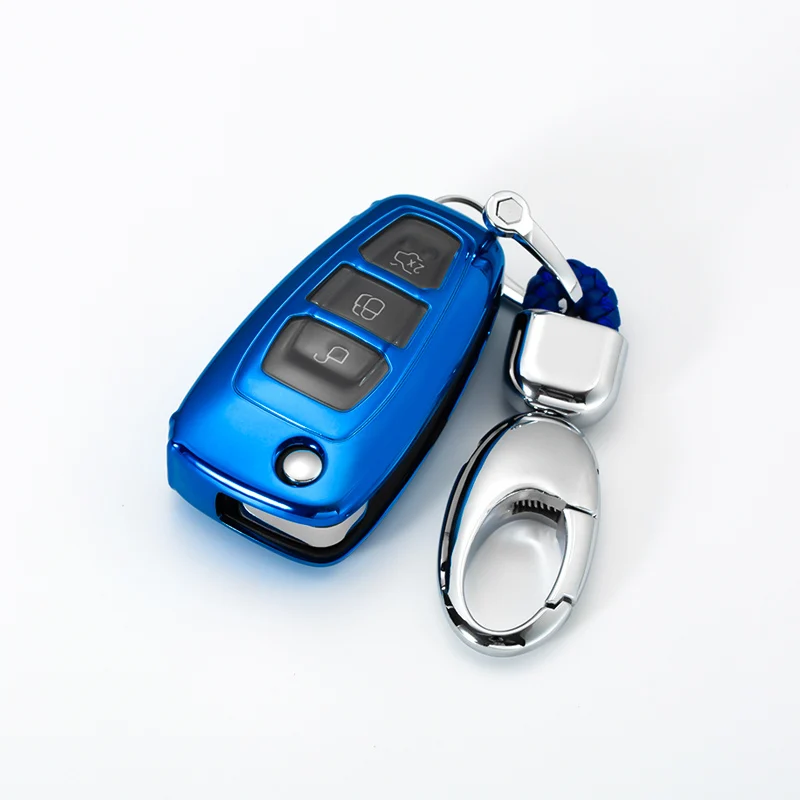 

Waterproof Soft TPU Car Key Case For Ford Focus 2 3 MK3 ST RS Ecosport Fuga Escape Fiesta Fold Fey 3 Button Auto Key Shell Chain