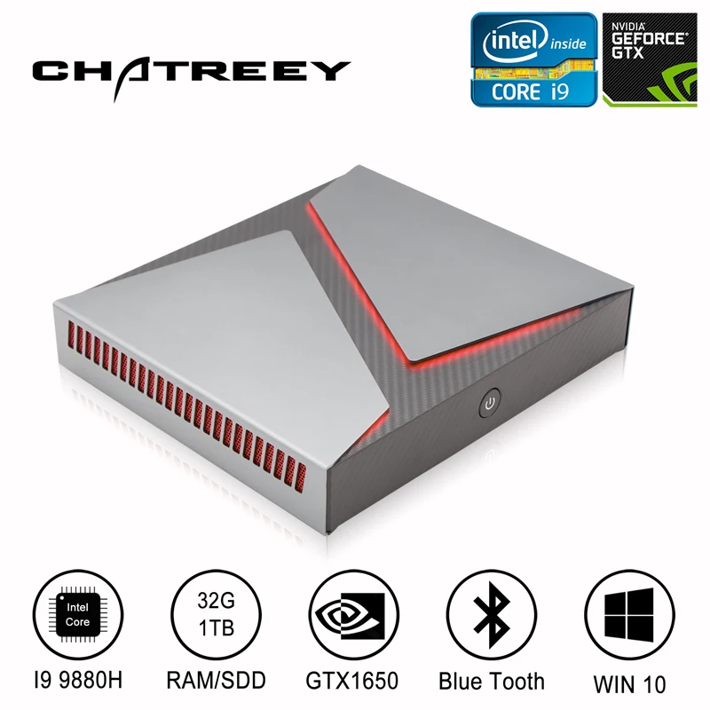 Мини-ПК Chatreey Intel i9 9880H 8 ядер видеокарта Nvidia GTX1650 4G Windows 10 Linux игровой настольный