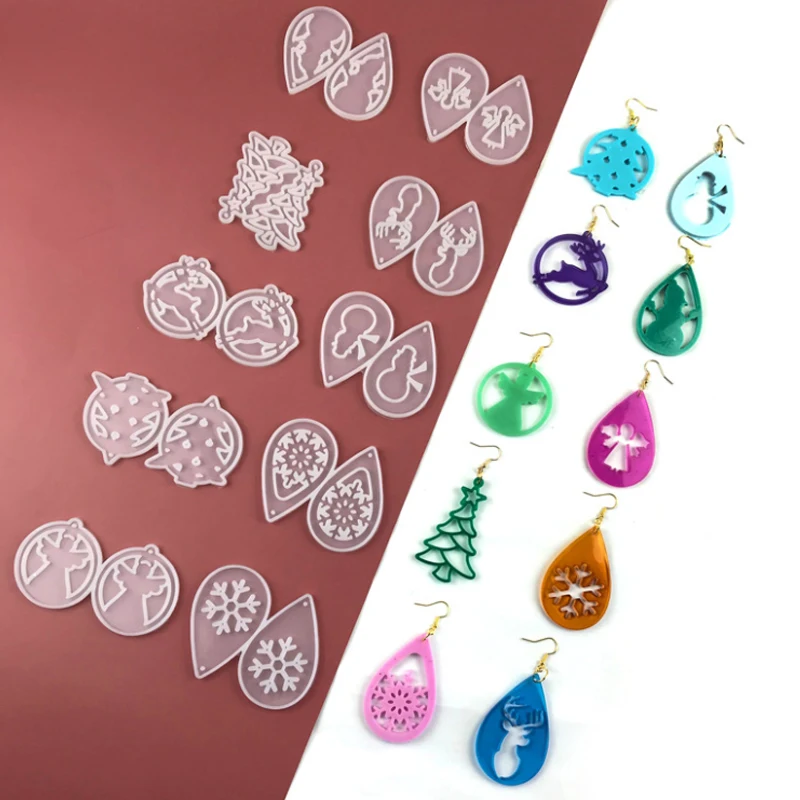 Christmas Earring Pendant Silicone Mold for Resin Set Christmas Snowflake Snowman Keychain Mobile Phone Pendant Epoxy Resin Mold christmas earring pendant silicone mold for resin set christmas snowflake snowman keychain mobile phone pendant epoxy resin mold