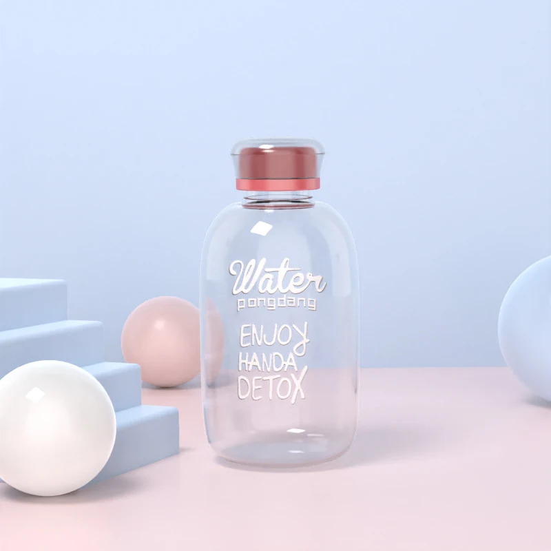 600 мл 1000 мл креативная стеклянная бутылка Студенческая портативная большая емкость прекрасная прозрачная портативная Спортивная бутылка для воды - Цвет: Pink 0.6L