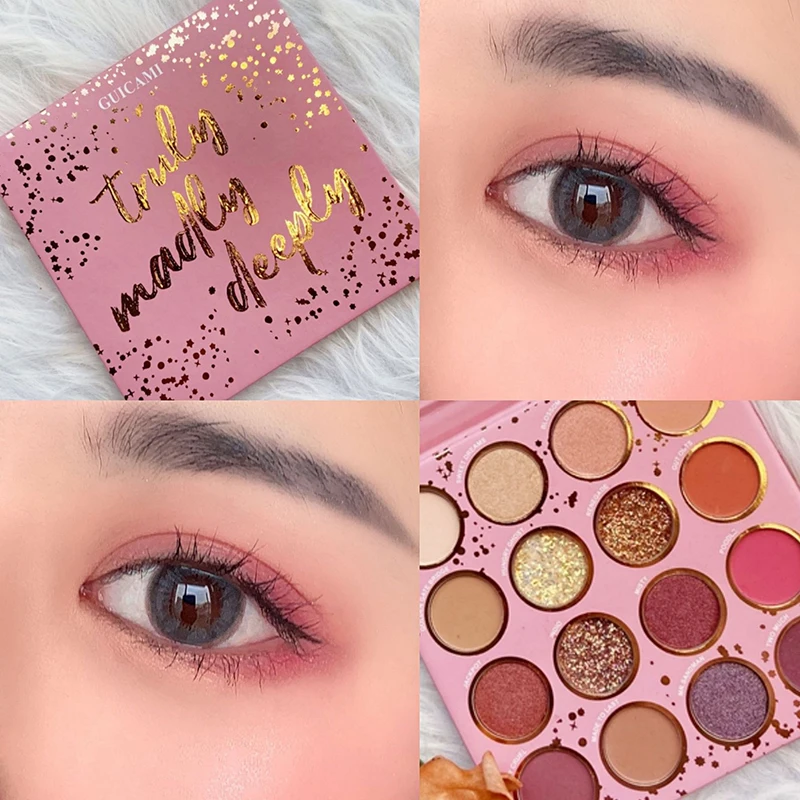 

Guicami Brand Shimmer Matte Eyeshadow Makeup Palette 16Colors Holographic Nude Glow Pigment Eye Shadow Long Lasting Cosmetic Set