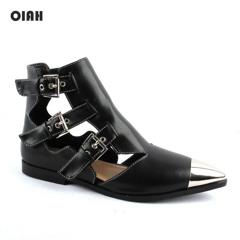 

2020 New Boots Women Metal Pointed Toe Ladies Ankle Boots Women Booties Buckle Straps Luxury Botas Mujer Spring Autumn Shoes