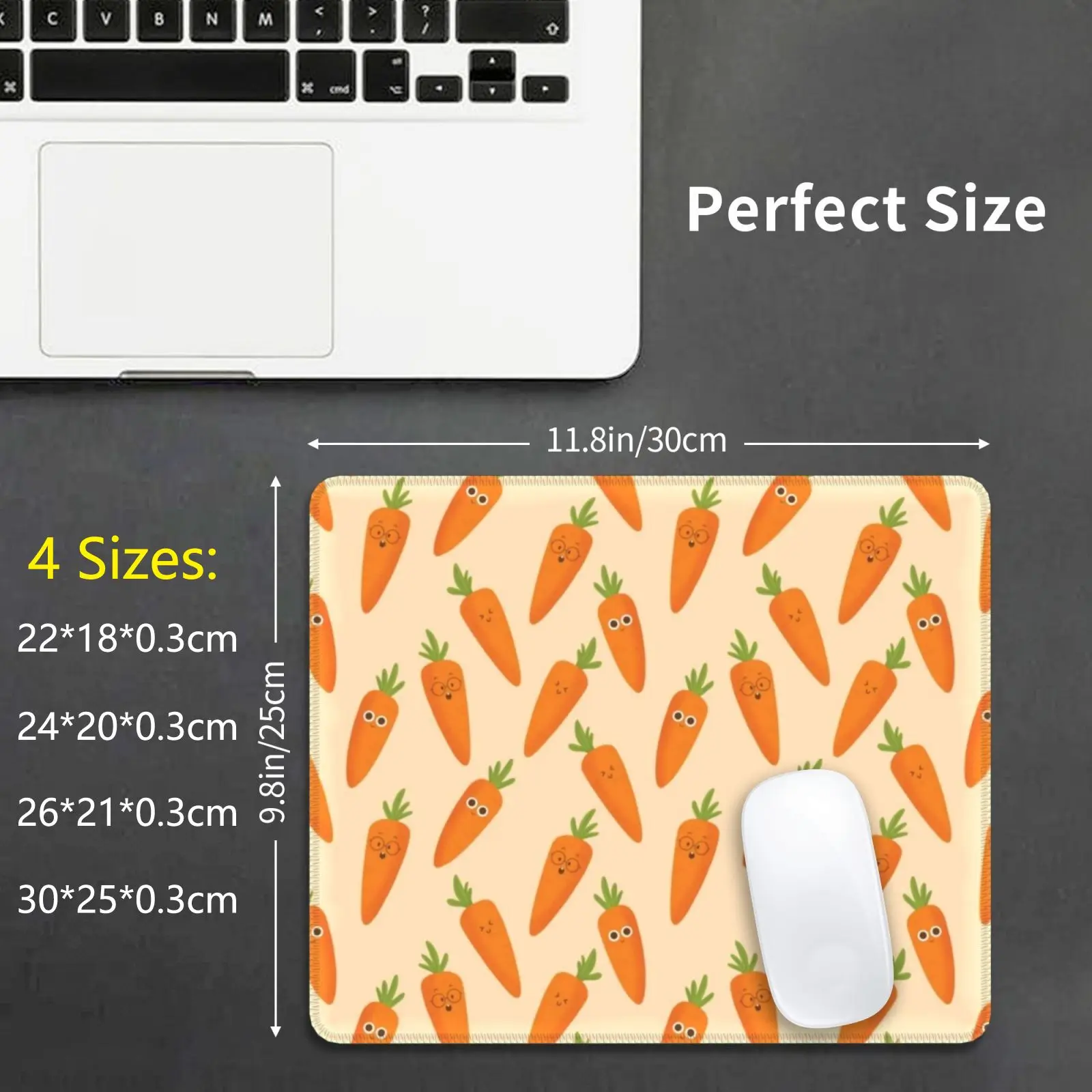 Happy Carrots Mouse Pad Diy Print Carrots Orange Cute Cartoon Kids