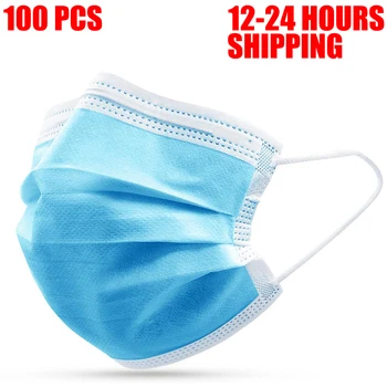 

Disposable face masks 100 pieces Non Woven and Meltblown Face Mask 3 Layers Anti-Pollution Filter Adult Face Mask mascarillas